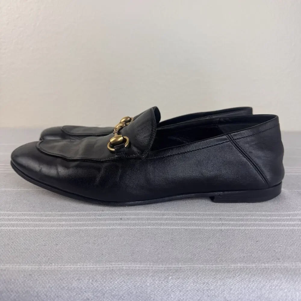 Gucci Brixton Horsebit Leather Loafers Slip On Slipper Preppy Luxury Black 8/8.5